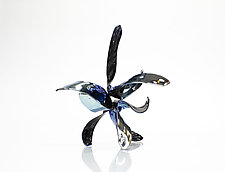 Silver Blue Pinwheel by April Wagner (Art Glass Sculpture)