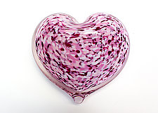 Wild-Rose Heart Paperweight by April Wagner (Art Glass Paperweight)