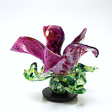 Magenta and Pink Flower by April Wagner (Art Glass Sculpture)