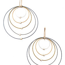Bullseye Hook Earrings by Meghan Patrice Riley (Gold, Silver & Steel Earrings)