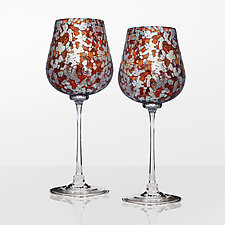 Silver Aurora Wine Glass by Romeo Glass (Art Glass Drinkware)