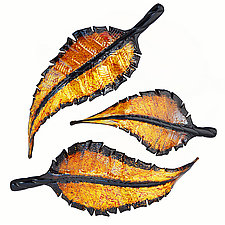 Golden Leaves by Romeo Glass (Art Glass Wall Sculpture)