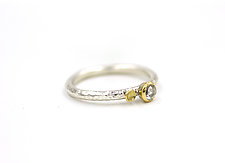 Silver & Gold Rose Cut Diamond Ring by Renee Ford (Gold, Silver & Stone Ring)
