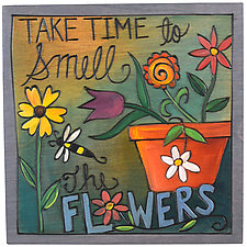 Smell the Flowers by Sticks (Wood Wall Sculpture)