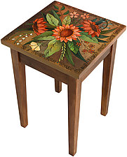 Smell the Flowers End Table by Sticks (Wood Side Table)