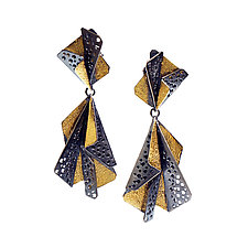 Origami earrings #23 by Sophia Hu (Gold & Silver Earrings)
