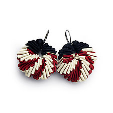 3-Color Red earrings by Sophia Hu (Polyester & Stainless Steel Earrings)