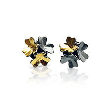 Petal Earrings, 3 Flowers by Sophia Hu (Gold & Silver Earrings)