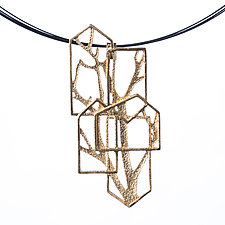 Vermeil Houses and Branches Pendant by Diana Eldreth (Gold & Silver Necklace)