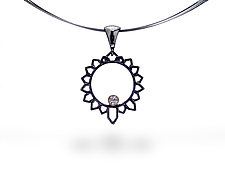 Sun Pendant with White Sapphire by Diana Eldreth (Gold, Silver & Stone Necklace)