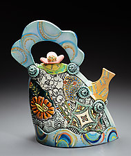 Extra Large Whimsical Teapot by Gail Markiewicz (Ceramic Sculpture)