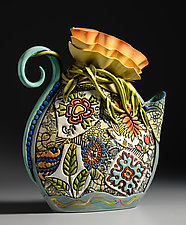French Pitcher With Leaves And Vines by Gail Markiewicz (Ceramic Vessel)