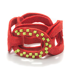 Big Felt-Chain Cuff Bracelet by Linda May (Felt Bracelet)