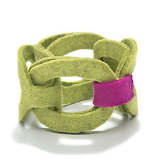 Big Felt-Chain Cuff Bracelet by Linda May (Felt Bracelet)