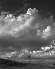 Windmill and Clouds by William Lemke (Black & White Photograph)