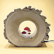 Willow Mushroom Lamp by Sage Churchill-Foster (Art Glass & Wood Lamp)