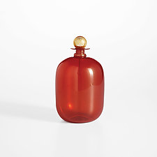Red and Gold Leaf Jewel Bottles by Vetro Vero (Art Glass Bottle)