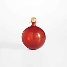 Red and Gold Leaf Jewel Bottles by Vetro Vero (Art Glass Bottle)