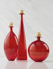 Cherry Red Original Jewel Bottles by Vetro Vero (Art Glass Vessel)