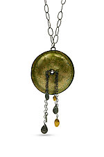 Bronze Age Warrior Princess Enamel and Oxidized Silver Necklace by Lisa LeMair (Gold & Silver Necklace)