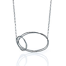 Asymmetrical ByHand 2-Loop Necklace by Lisa LeMair (Silver Necklace)