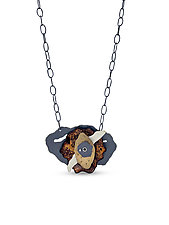The Tumult Layered Spinning Enamel and Metal Necklace by Lisa LeMair (Gold & Silver Necklace)