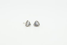 Mini Triangle Petal Stud Earrings by Sasha Walsh (Silver & Stone Earrings)