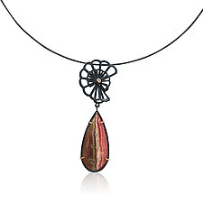 Rhodochrosite Origami Pendant by Karin Jacobson (Gold, Silver & Stone Necklace)