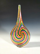 Rainbow Vortex Bottle by John Gibbons (Art Glass Vessel)