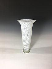 White Trumpet Vase by John Gibbons (Art Glass Vase)