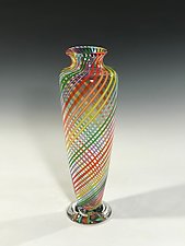 Amphora Footed Rainbow Vase by John Gibbons (Art Glass Vase)