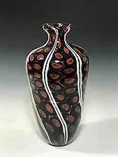 Red Black and White Sea Squirt Amphora by John Gibbons (Art Glass Vase)