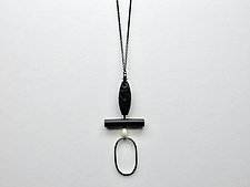 Oval and Black Stone Necklace by Boo Poulin (Silver, Stone & Pearl Necklace)