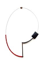 Sculptural Red & Black Necklace by Boo Poulin (Mixed Media Necklace)