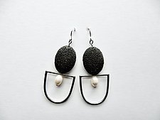 Lava and Pearl Earrings by Boo Poulin (Silver, Stone & Pearl Earrings)
