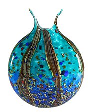 Ocean Forest Reactive Series Flat Vase by Grateful Gathers Glass (Art Glass Vase)