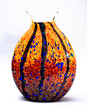 Wild Honey Reactive Series Flat Vase by Danny Polk Jr. (Art Glass Vase)