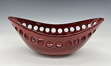 Oblong Ceramic Pierced Fruit Bowl by Lynne Meade (Ceramic Bowl)