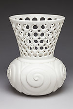 Carved Spiral Vase with Pierced Top by Lynne Meade (Ceramic Vase)