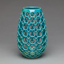 Pierced Ceramic Teardrop Sculpture/Vessel by Lynne Meade (Ceramic Vessel)