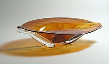 Oval Eye Platter in Amber by Suzanne Guttman (Art Glass Platter)