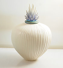 Striated Glacier Urchin Vessel by Natalie Blake (Ceramic Vessel)