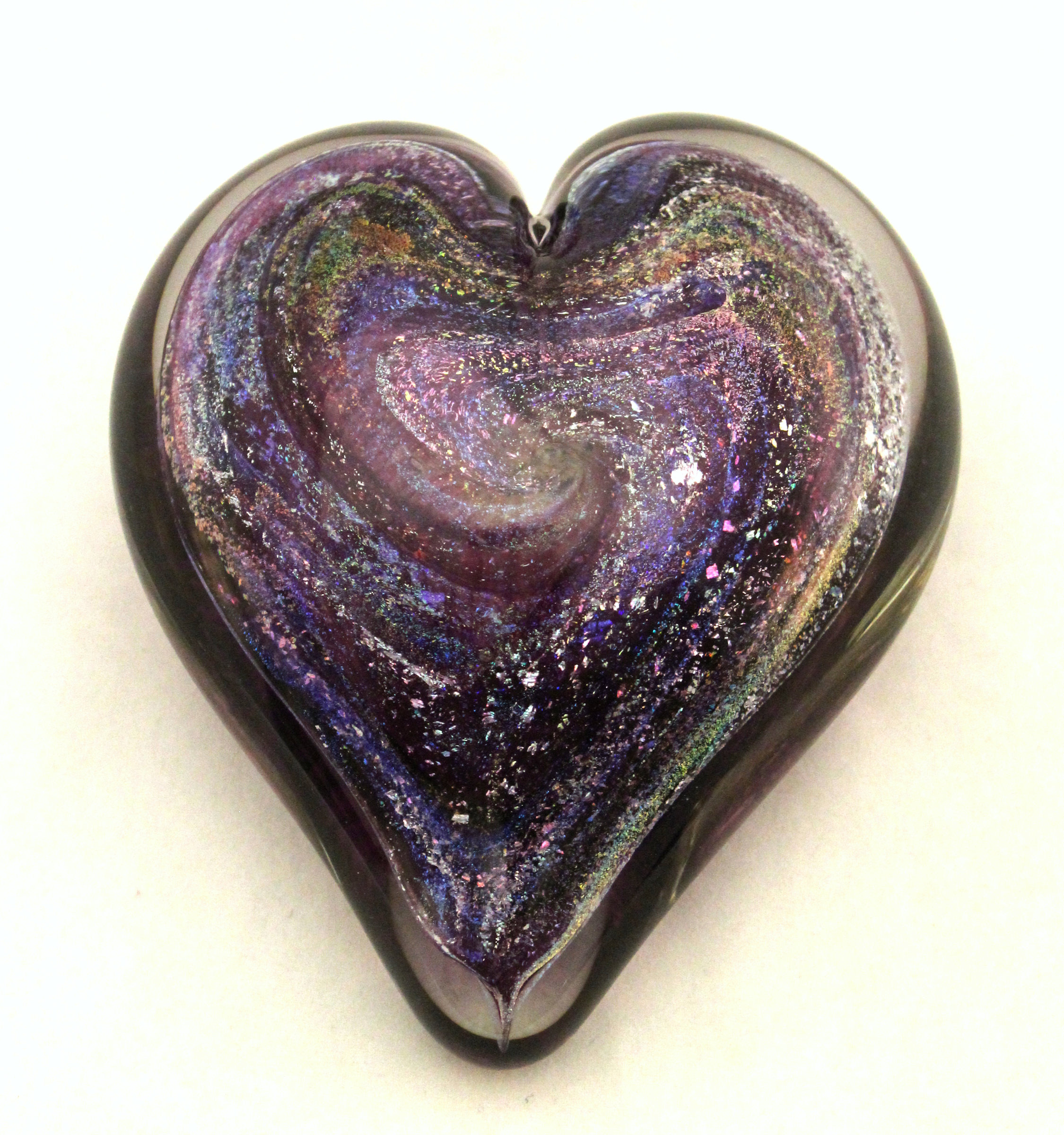 Large Amethyst Dichroic Heart Paperweight By Ken Hanson And Ingrid Hanson Art Glass Paperweight