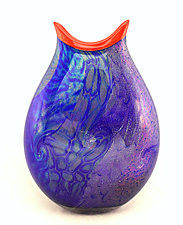 Cobalt Dichroi Mermaid's Purse by Ken Hanson and Ingrid Hanson (Art Glass Vase)