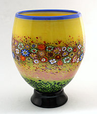 Tall Primrose Wildflower Bowl by Ken Hanson and Ingrid Hanson (Art Glass Vase)