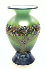 Ultra Green Vines Vase by Ken Hanson and Ingrid Hanson (Art Glass Vase)