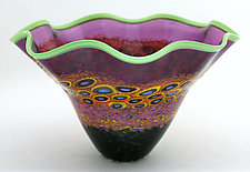 Fluted Sunflower Bowl by Ken Hanson and Ingrid Hanson (Art Glass Vase)