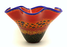 Fluted Sunflower Bowl by Ken Hanson and Ingrid Hanson (Art Glass Bowl)