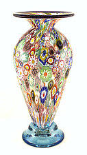 Tall Classic Impressionist Vase by Ken Hanson and Ingrid Hanson (Art Glass Vase)