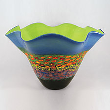 Fluted Poppy Bowl by Ken Hanson and Ingrid Hanson (Art Glass Bowl)